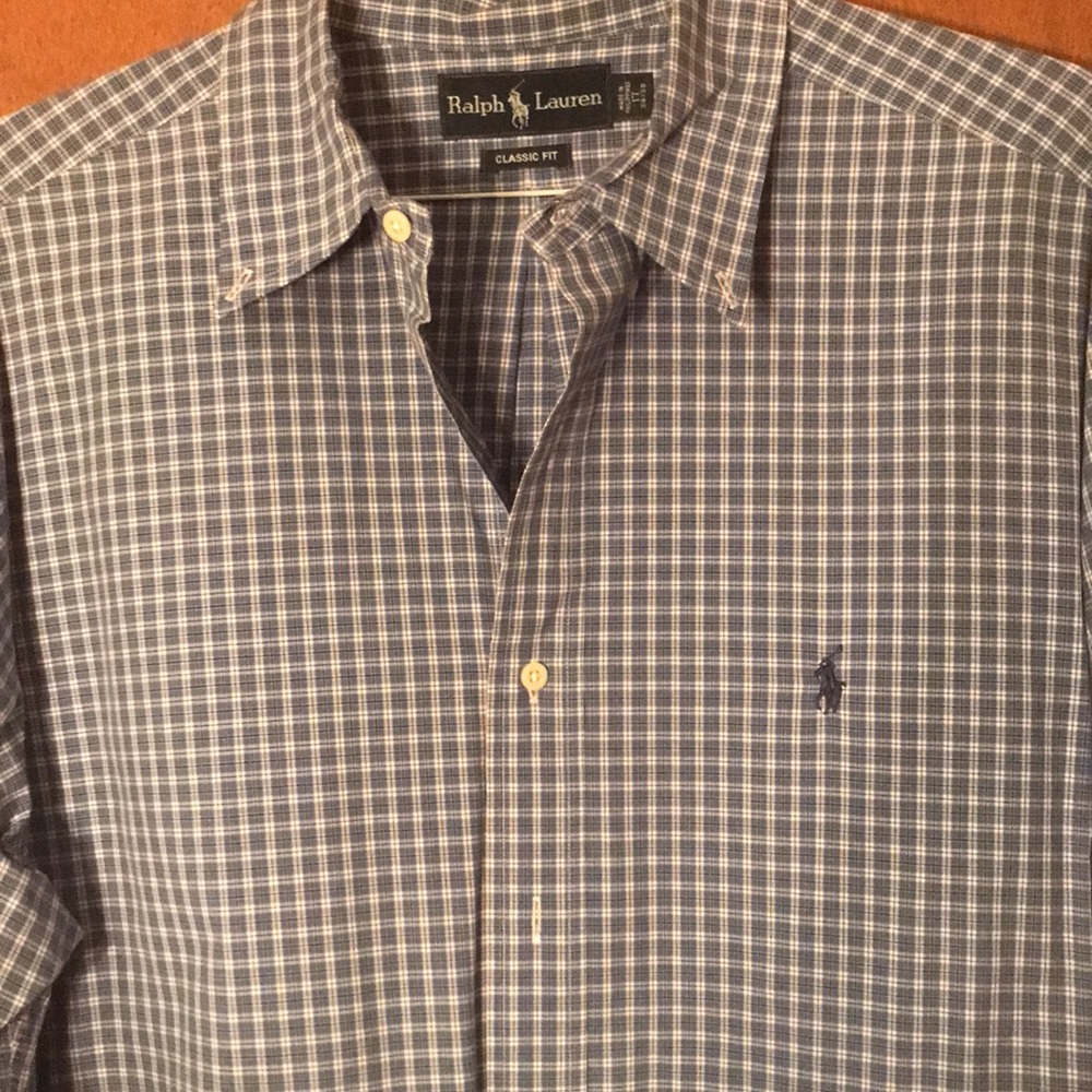 Two blues Ralph Lauren plaid button down - Picture 3 of 5